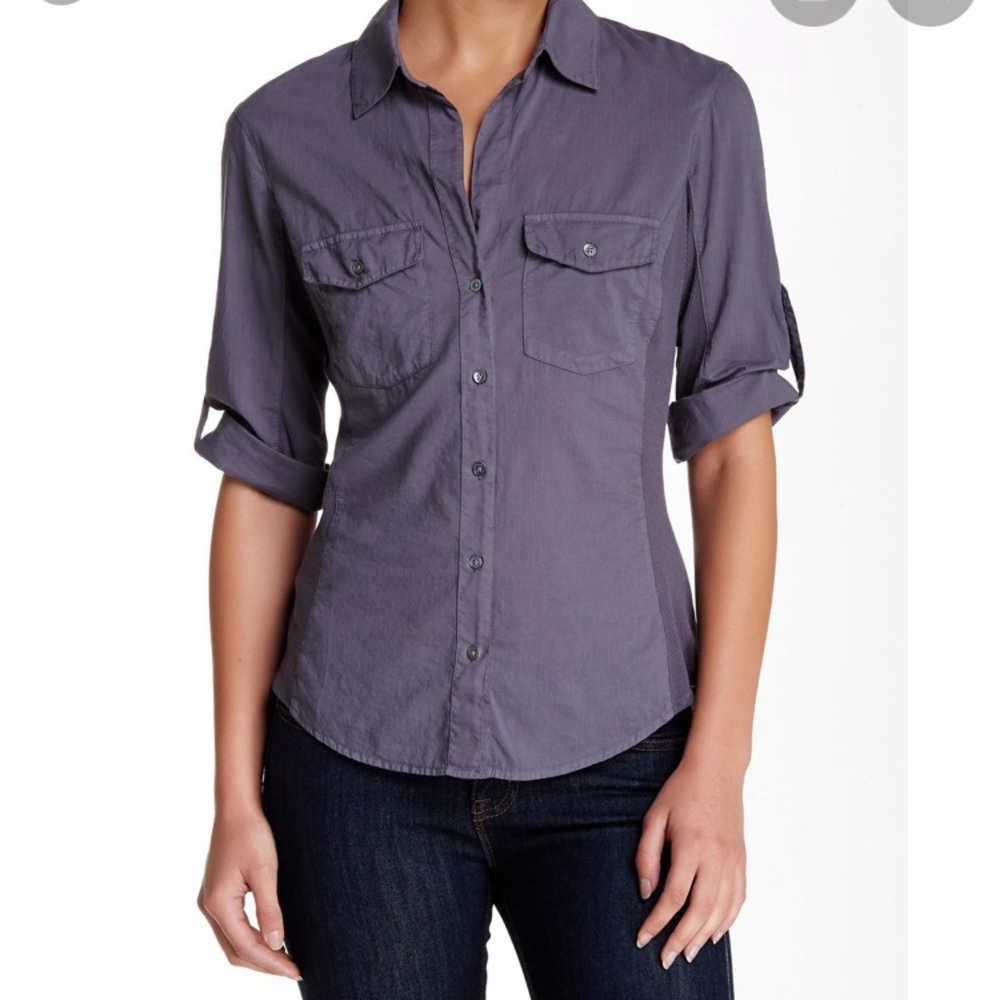 James Perse size 2 contrast ribbed surplus shirt